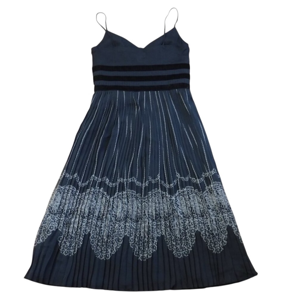 NWT: Ann Taylor Loft Spaghetti Straps Geometric pattern on Pleated Dress